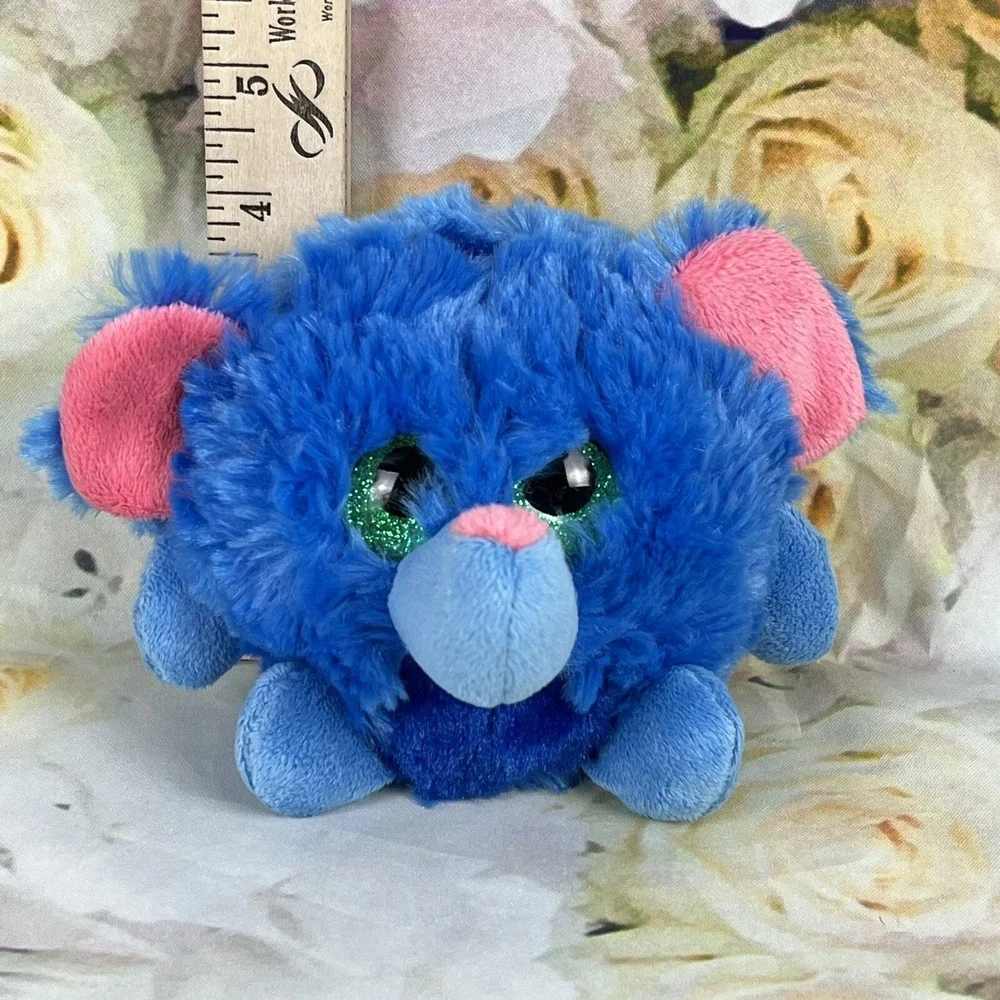 ELEPHANT Plush Lubby Cubbies FIESTA Blue Fluff Ball Green Eyes Stuffed Animal